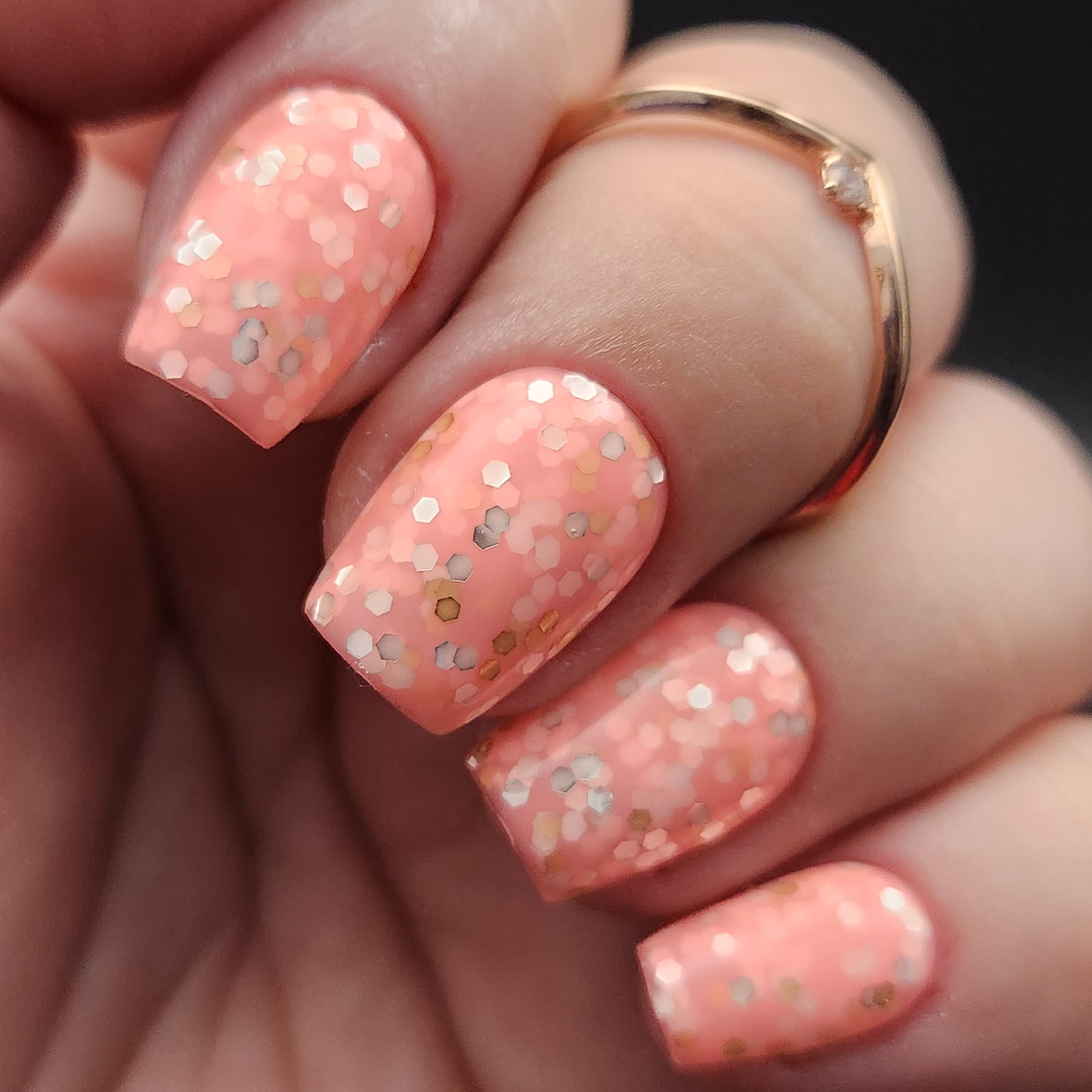 Press on Nails Apricot Glitter