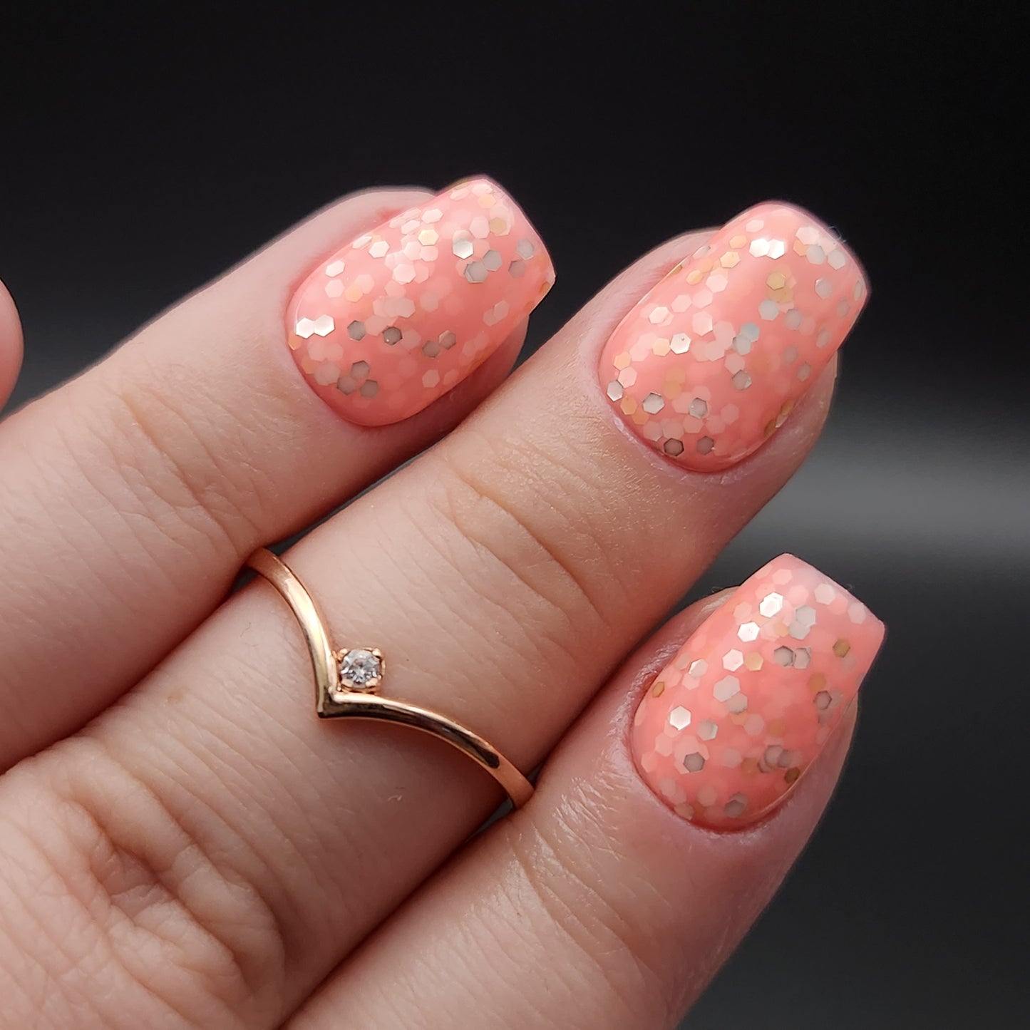 Press on Nails Apricot Glitter