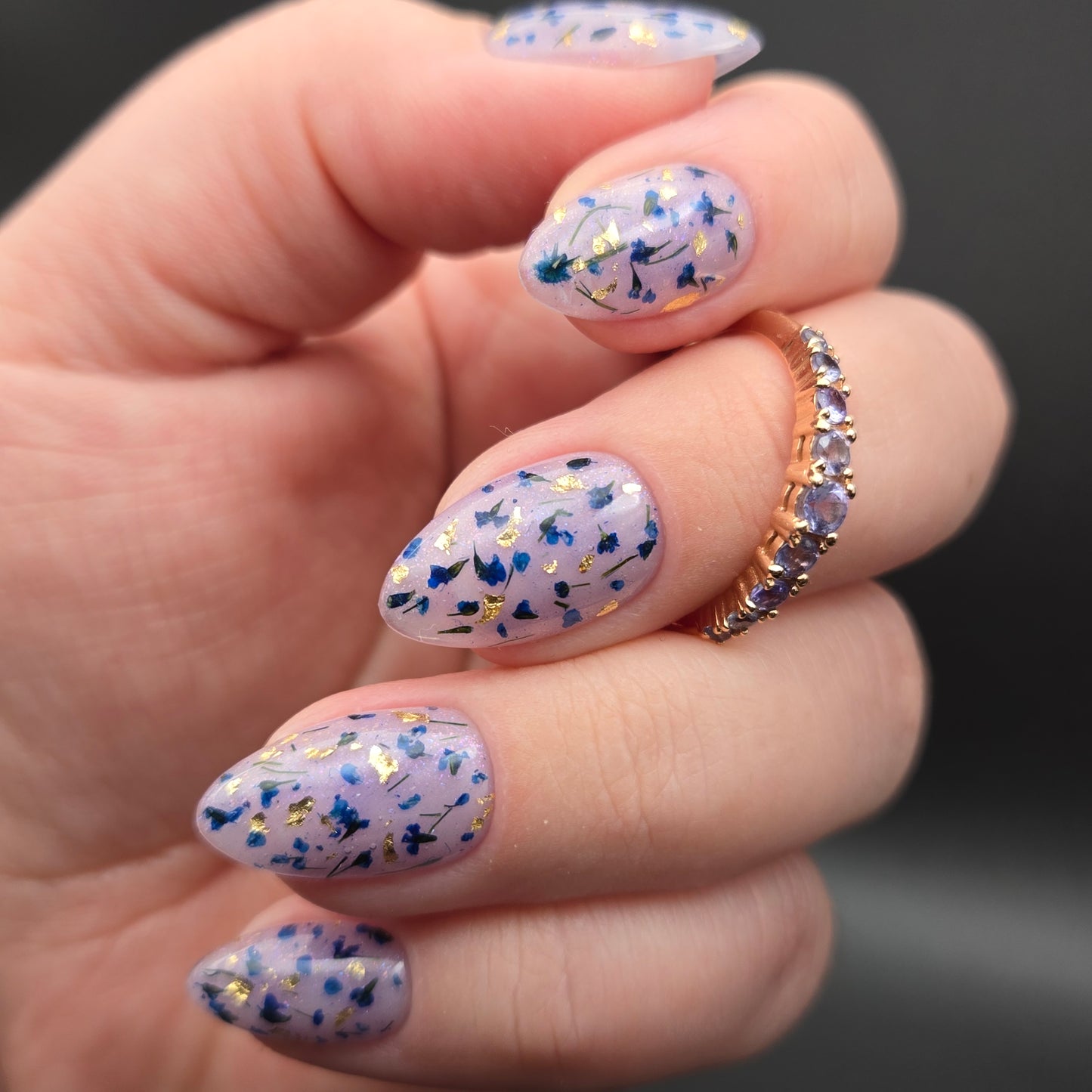 Press on Nails Baby's Breath deep blue