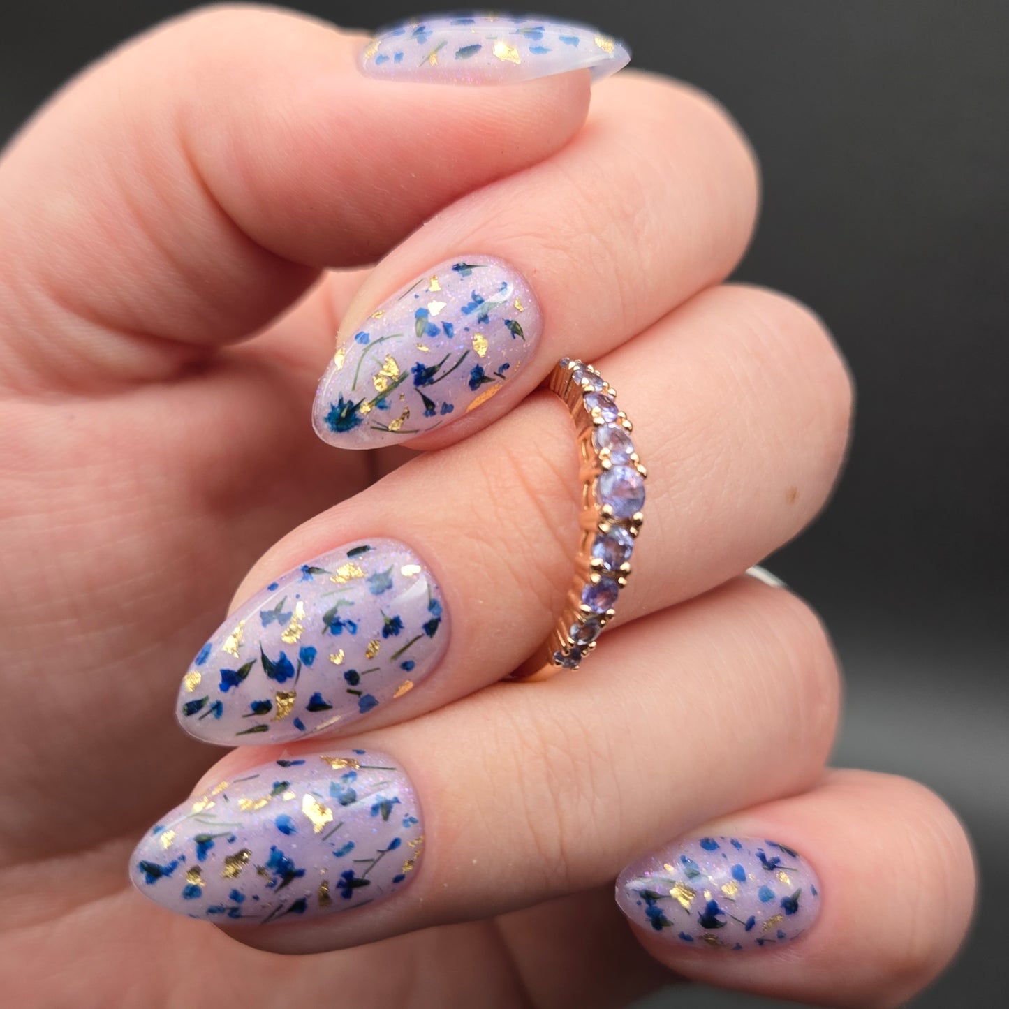 Press on Nails Baby's Breath deep blue