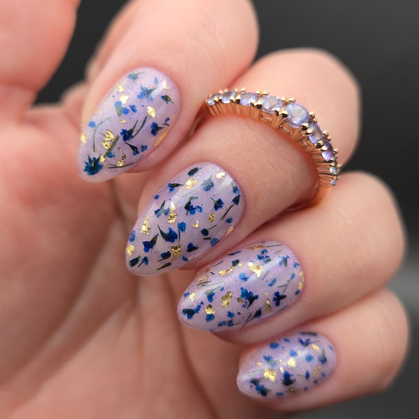 Press on Nails Baby's Breath deep blue