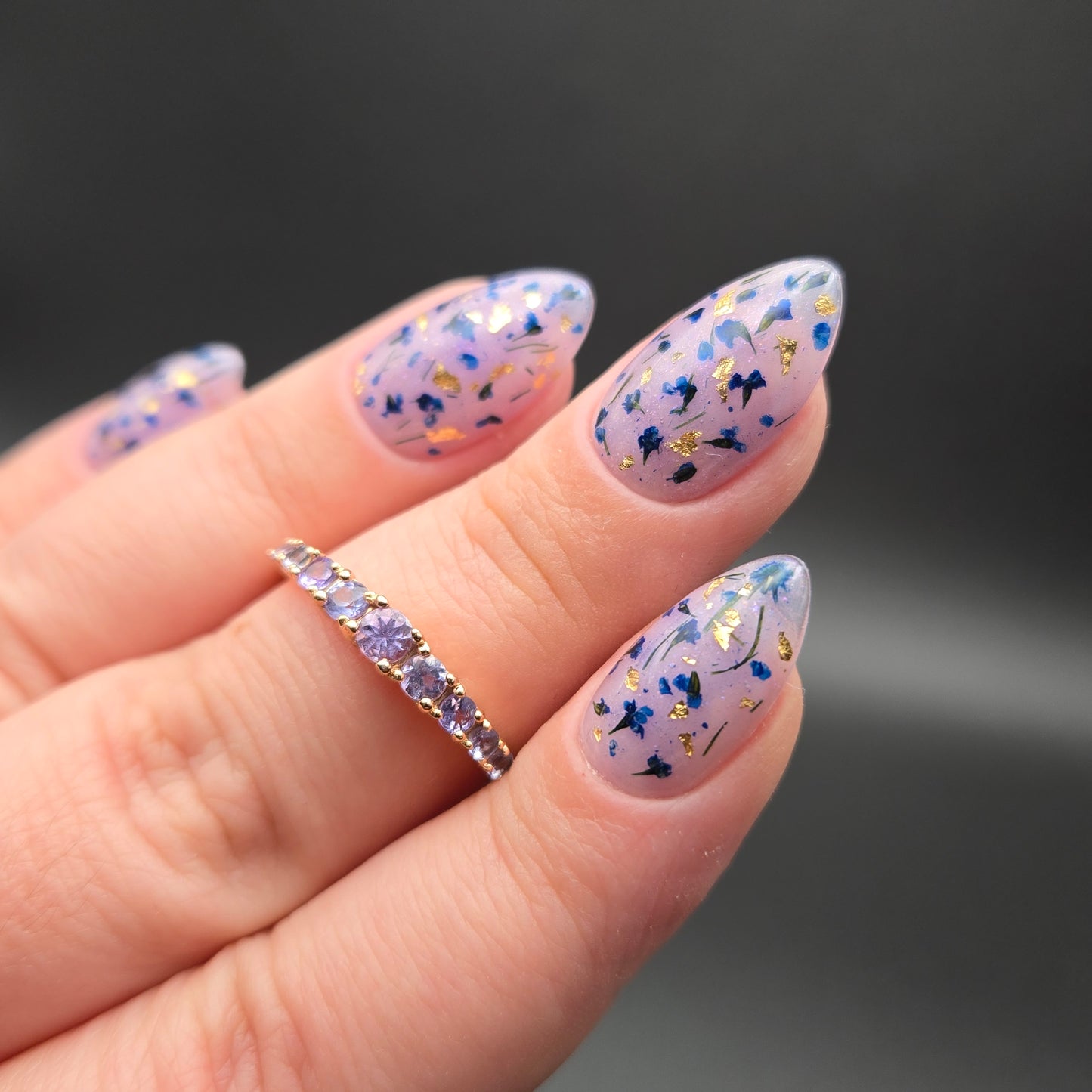 Press on Nails Baby's Breath deep blue