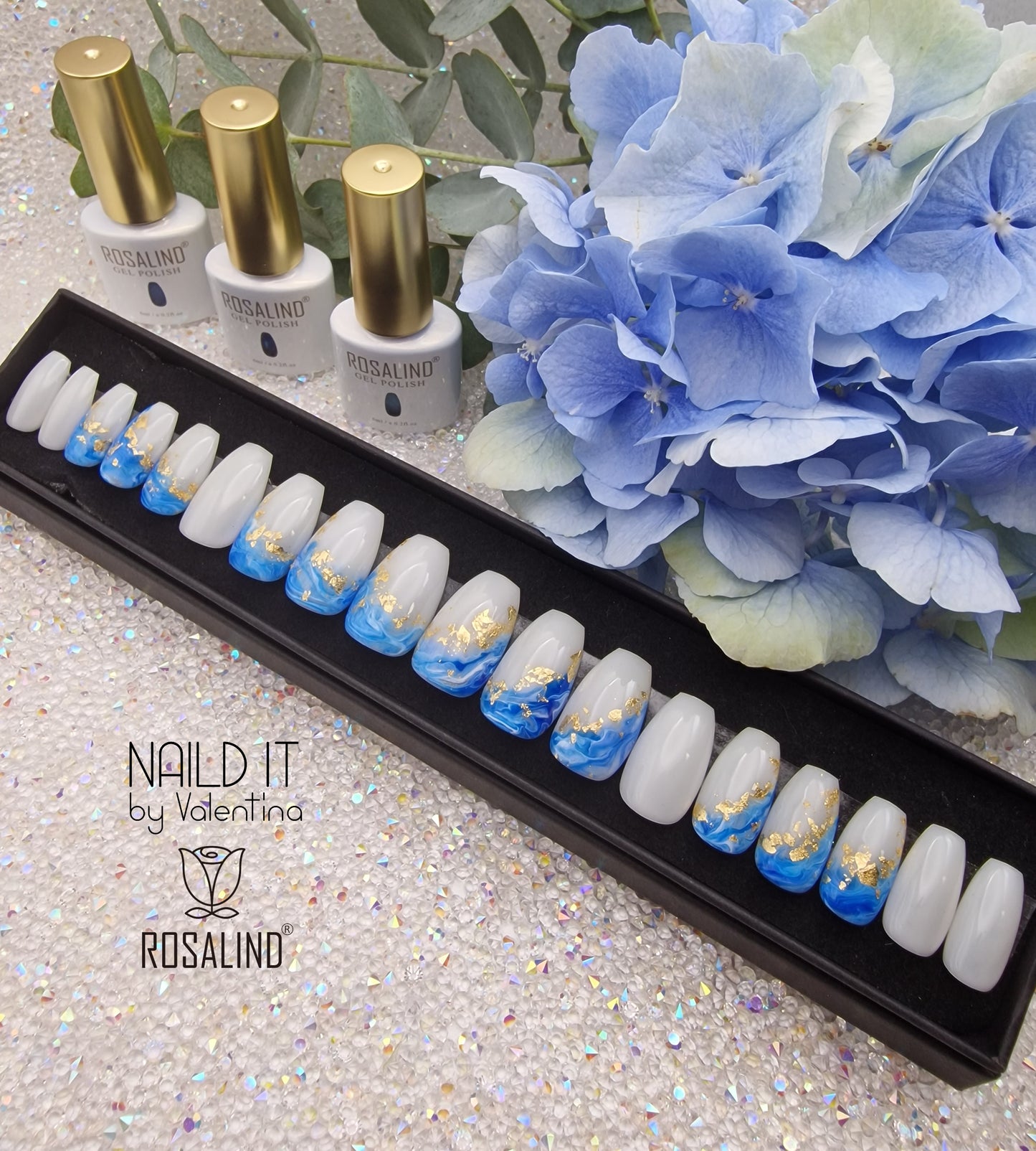 Press on Nails blue Marble