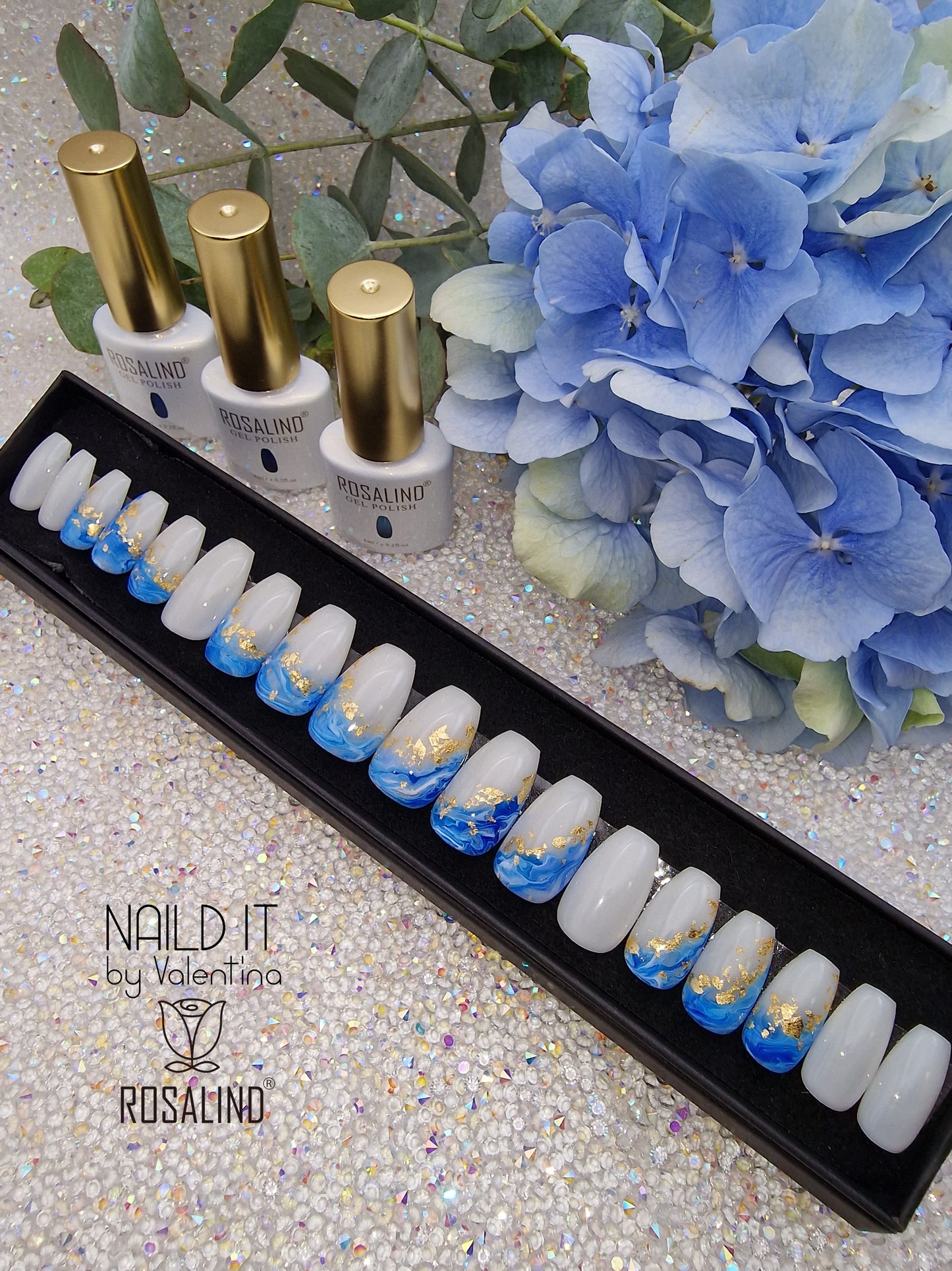Press on Nails blue Marble