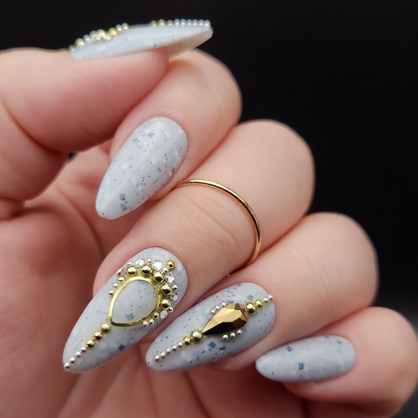 Press on Nails Grey Boho