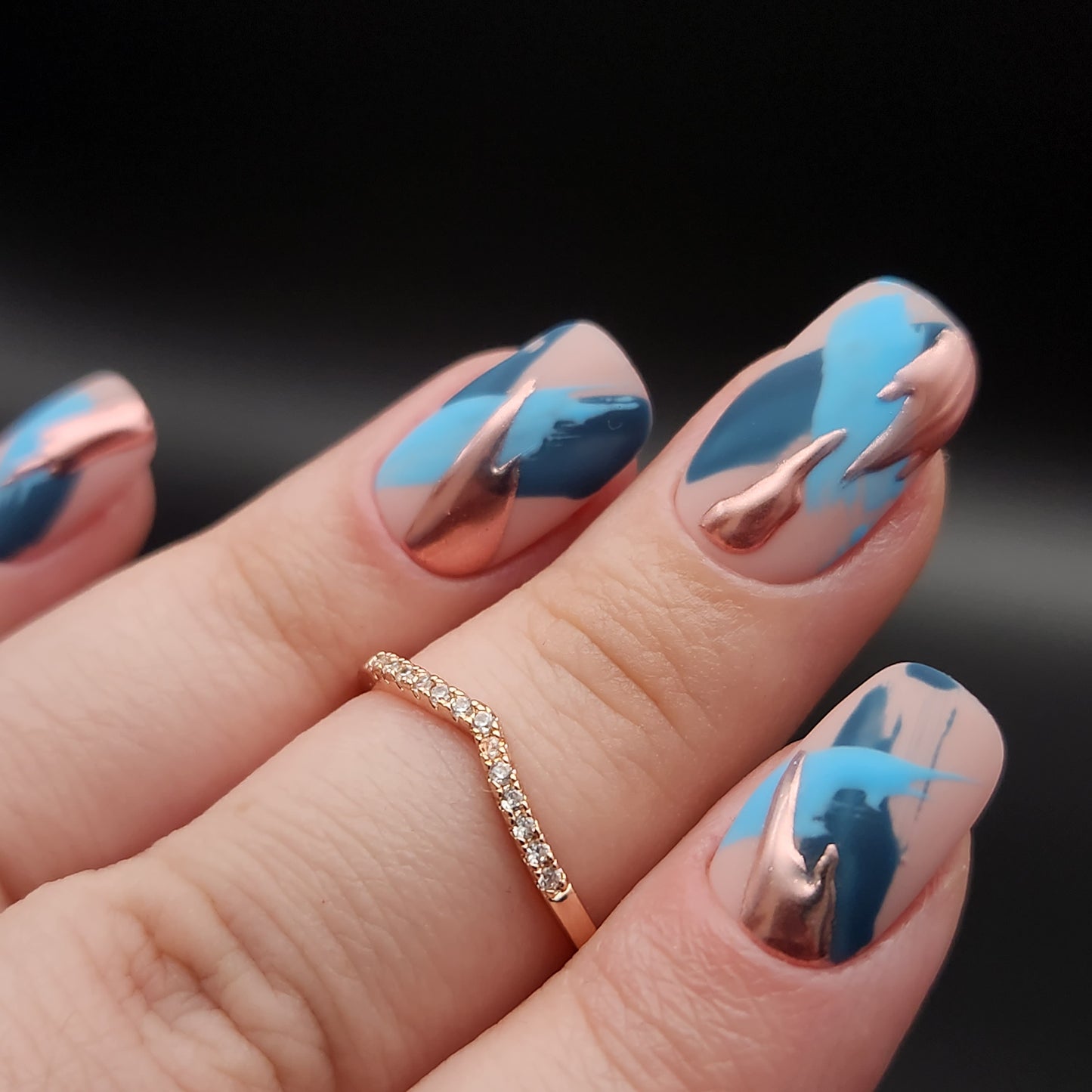 Press on Nails Blue Abstrakt