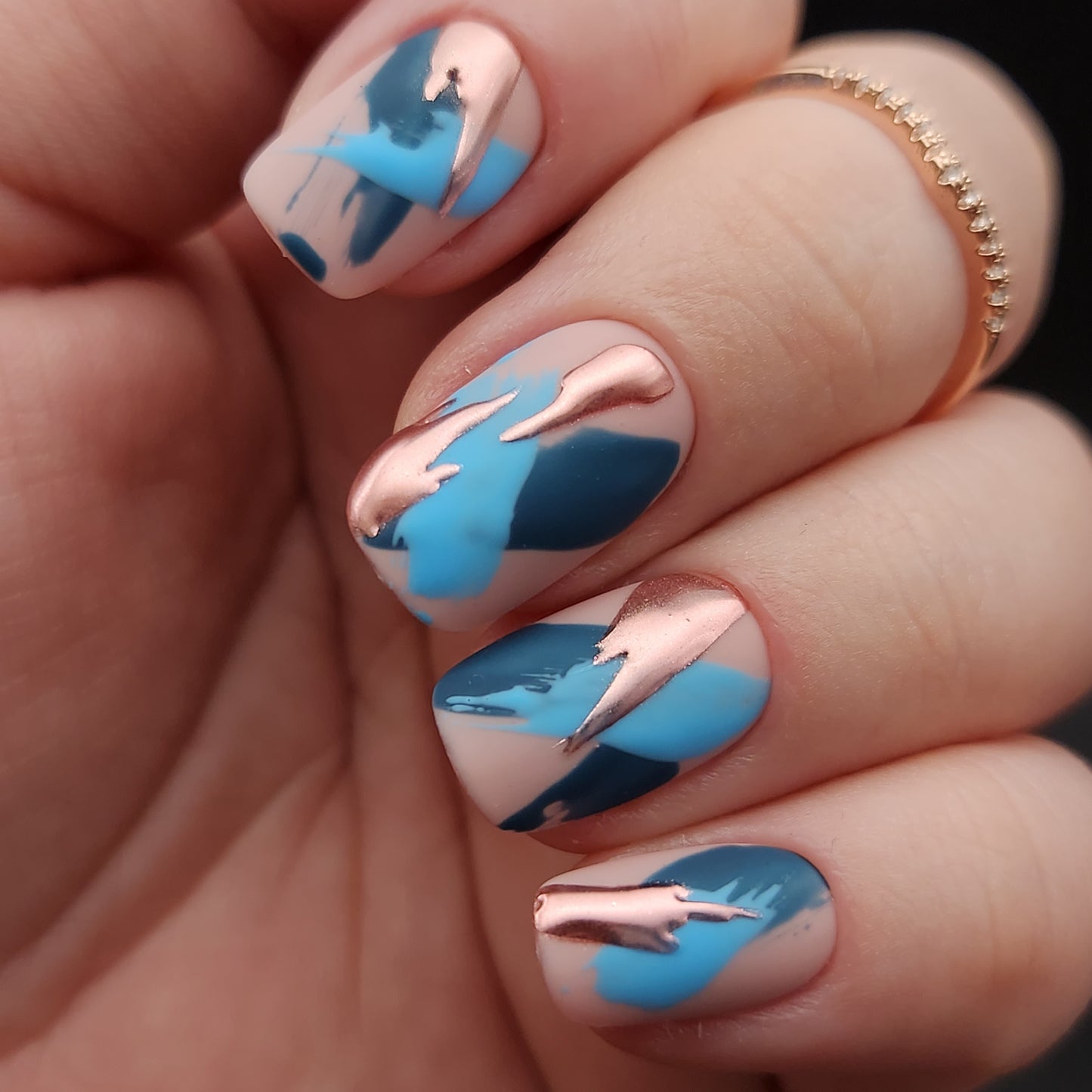 Press on Nails Blue Abstrakt