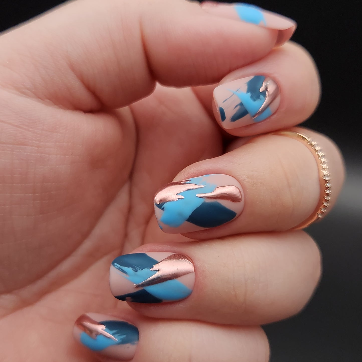 Press on Nails Blue Abstrakt