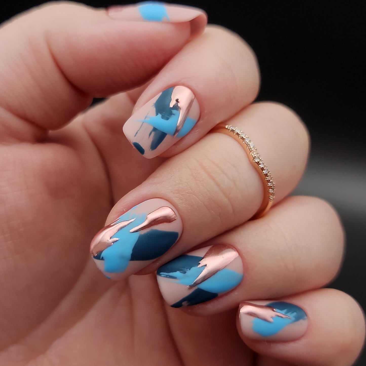 Press on Nails Blue Abstrakt