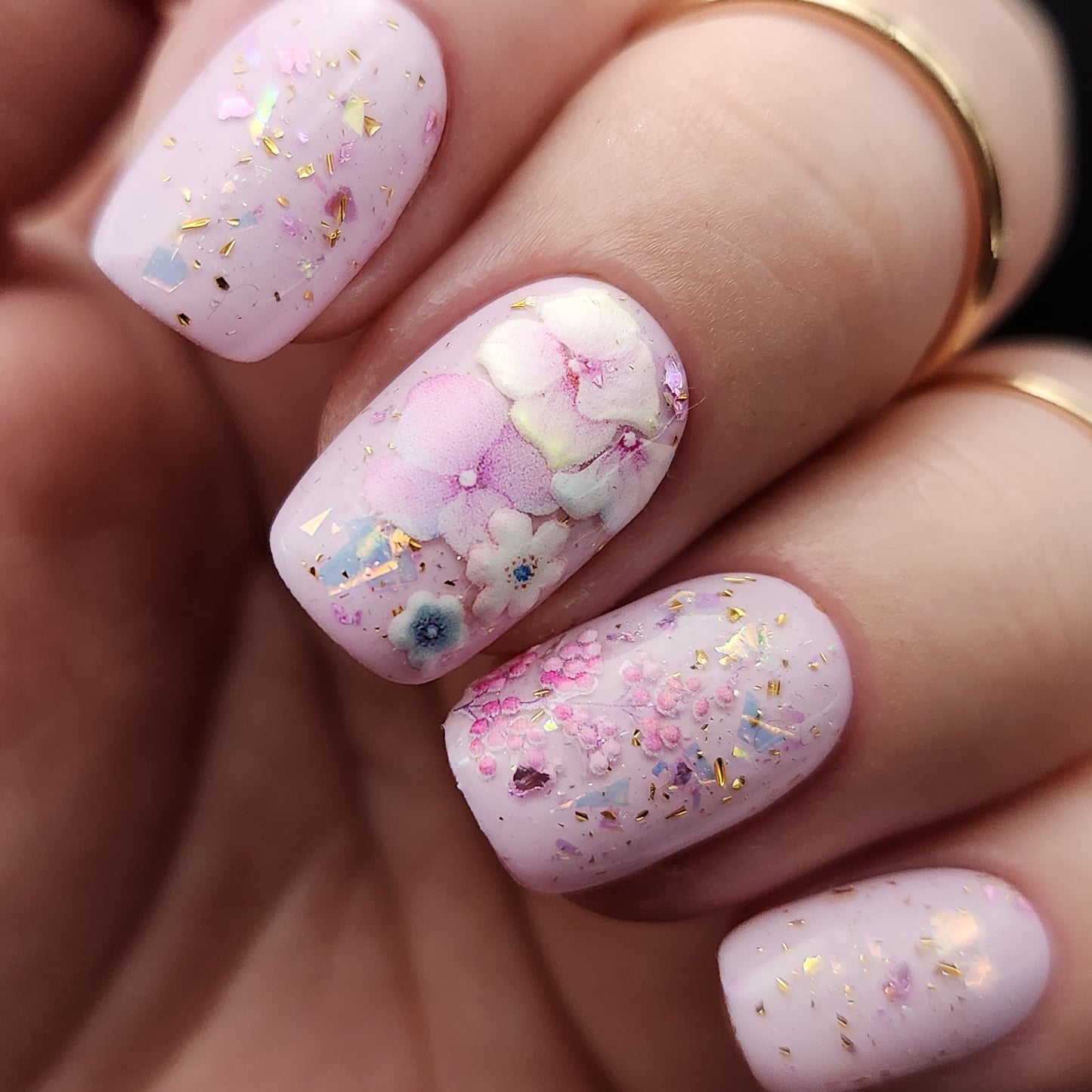 Press on Nails Pastell Holo Flower