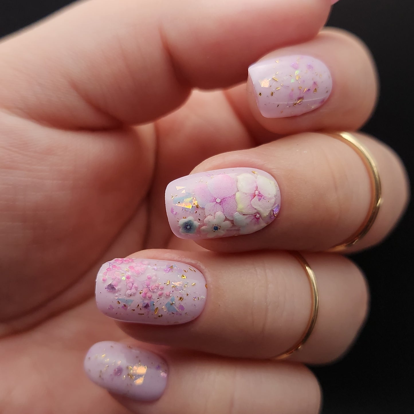 Press on Nails Pastell Holo Flower