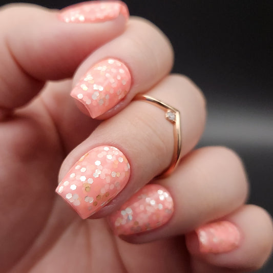 Press on Nails Apricot Glitter