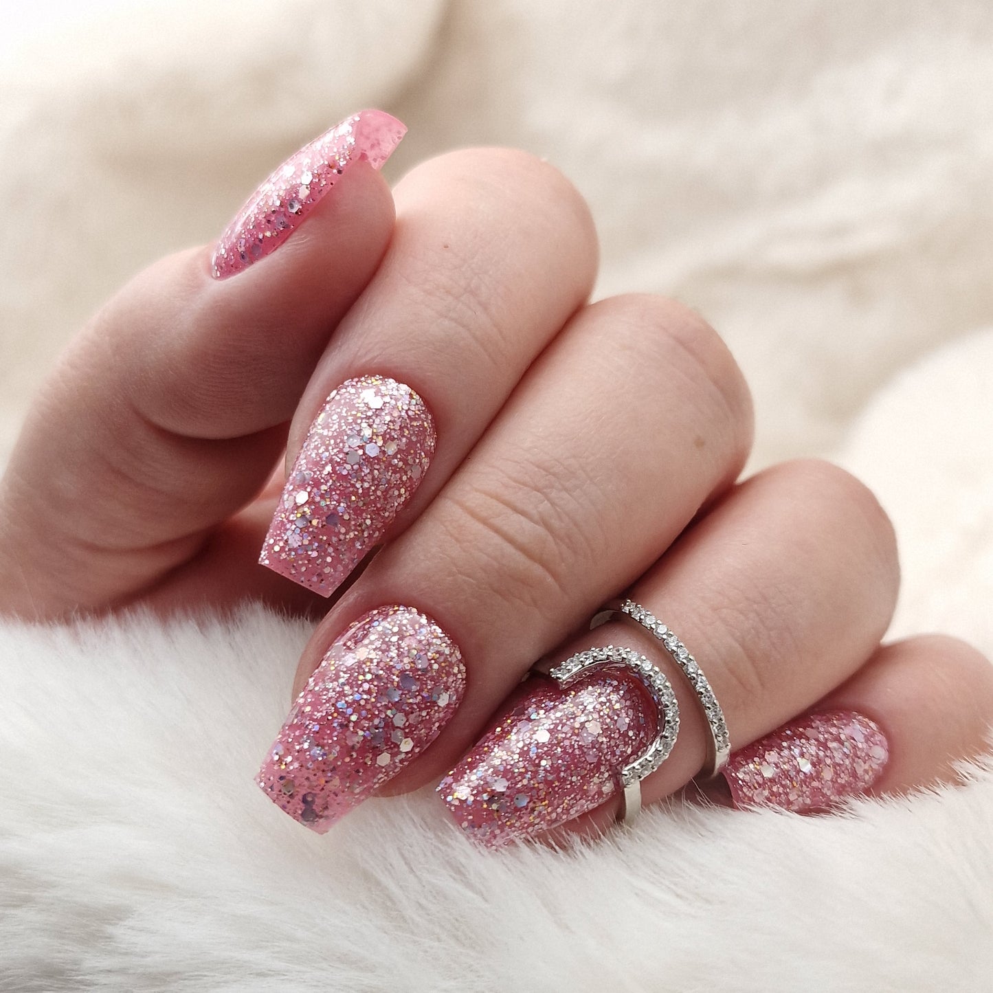 Press on Nails Pink Glitter