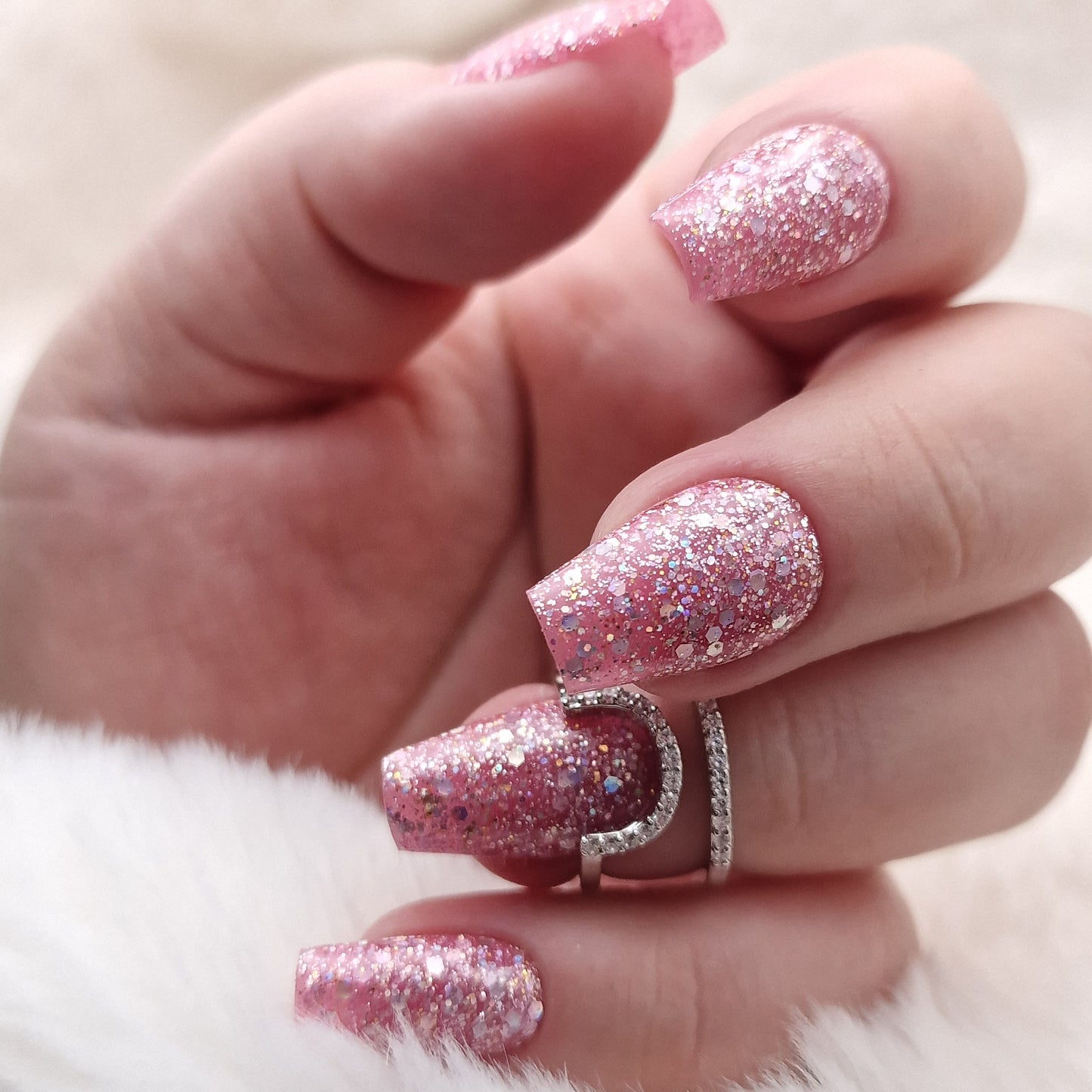 Press on Nails Pink Glitter