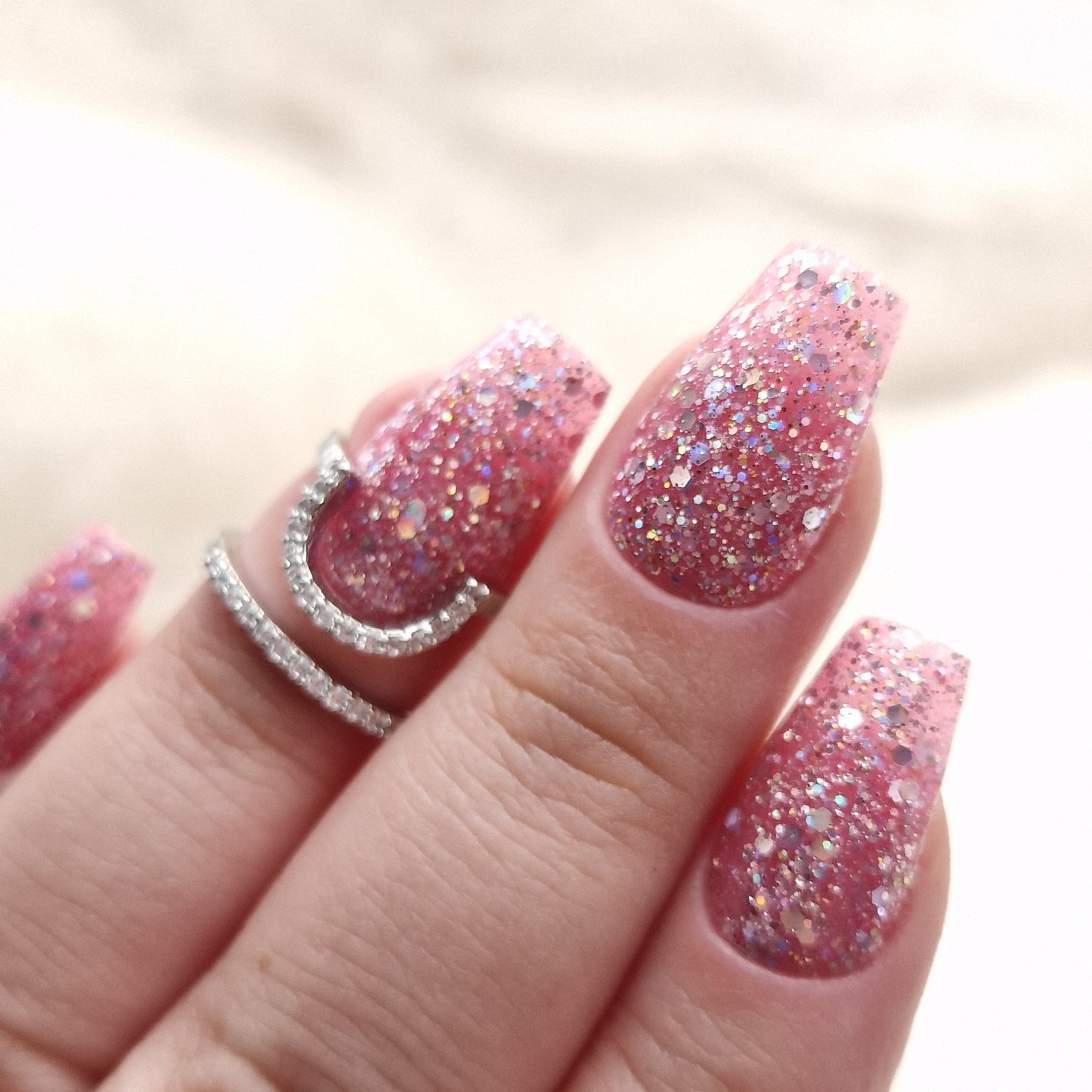 Press on Nails Pink Glitter