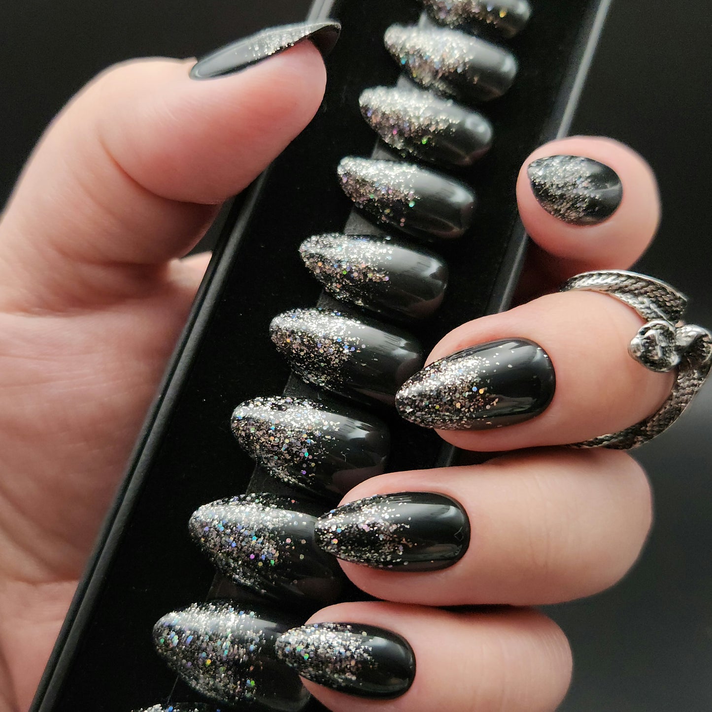 Geschenkset Press on Nails Black Boomer