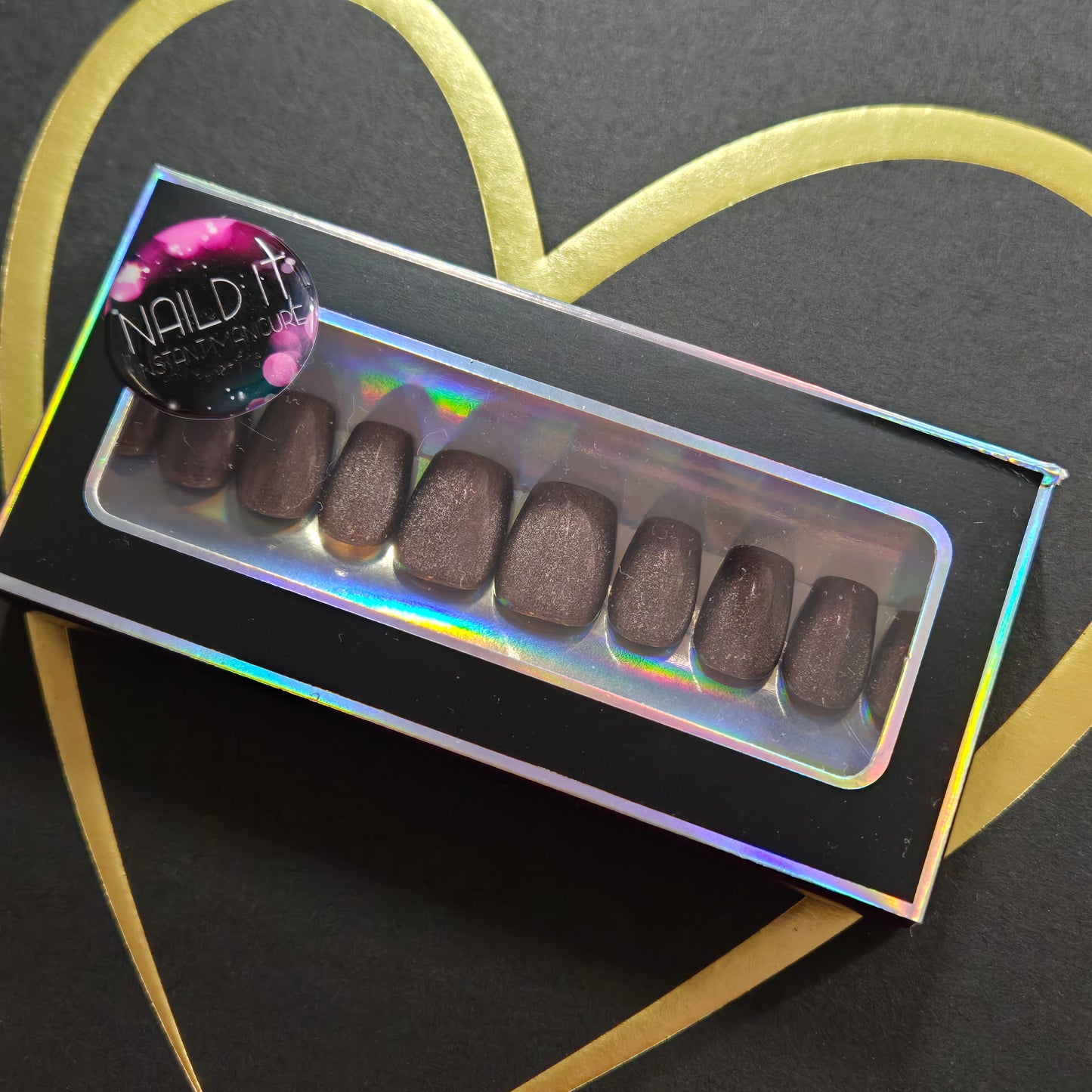 Press on Nails Cateye braun
