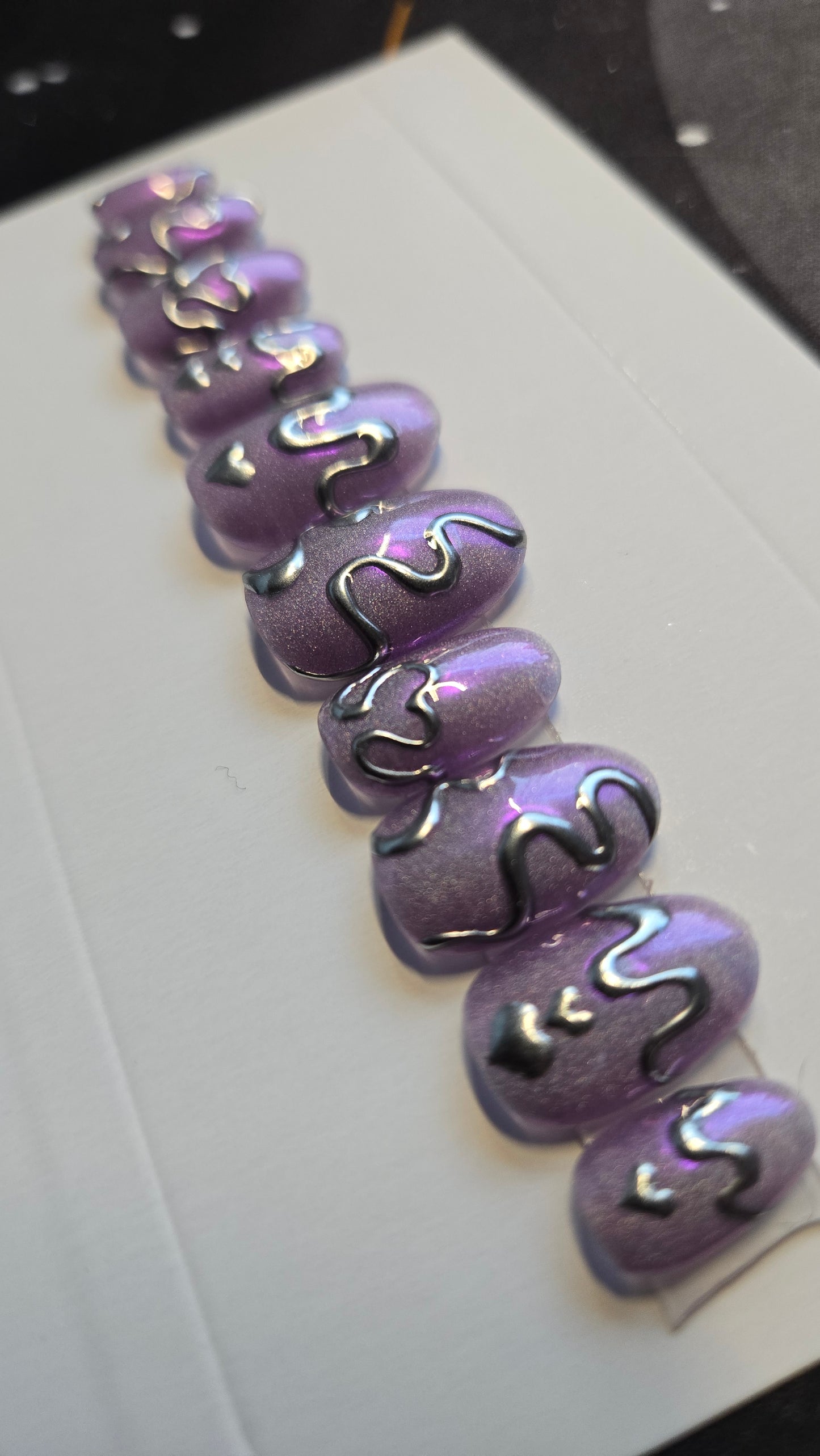 Press on Nails Cateye Aurora Metallic purple