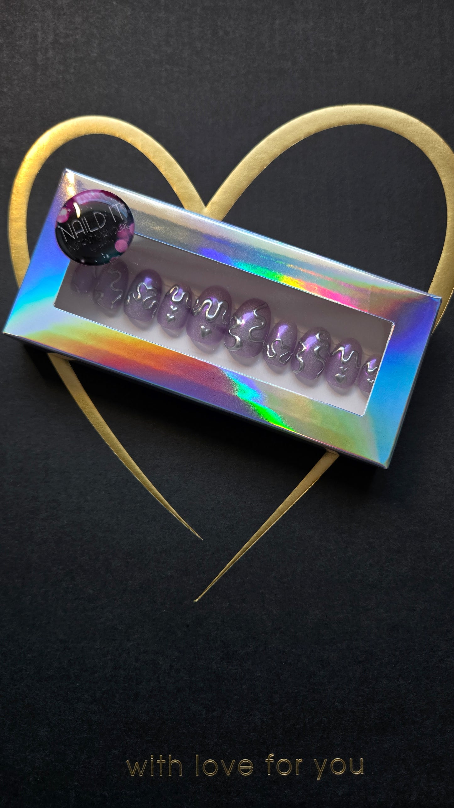 Press on Nails Cateye Aurora Metallic purple