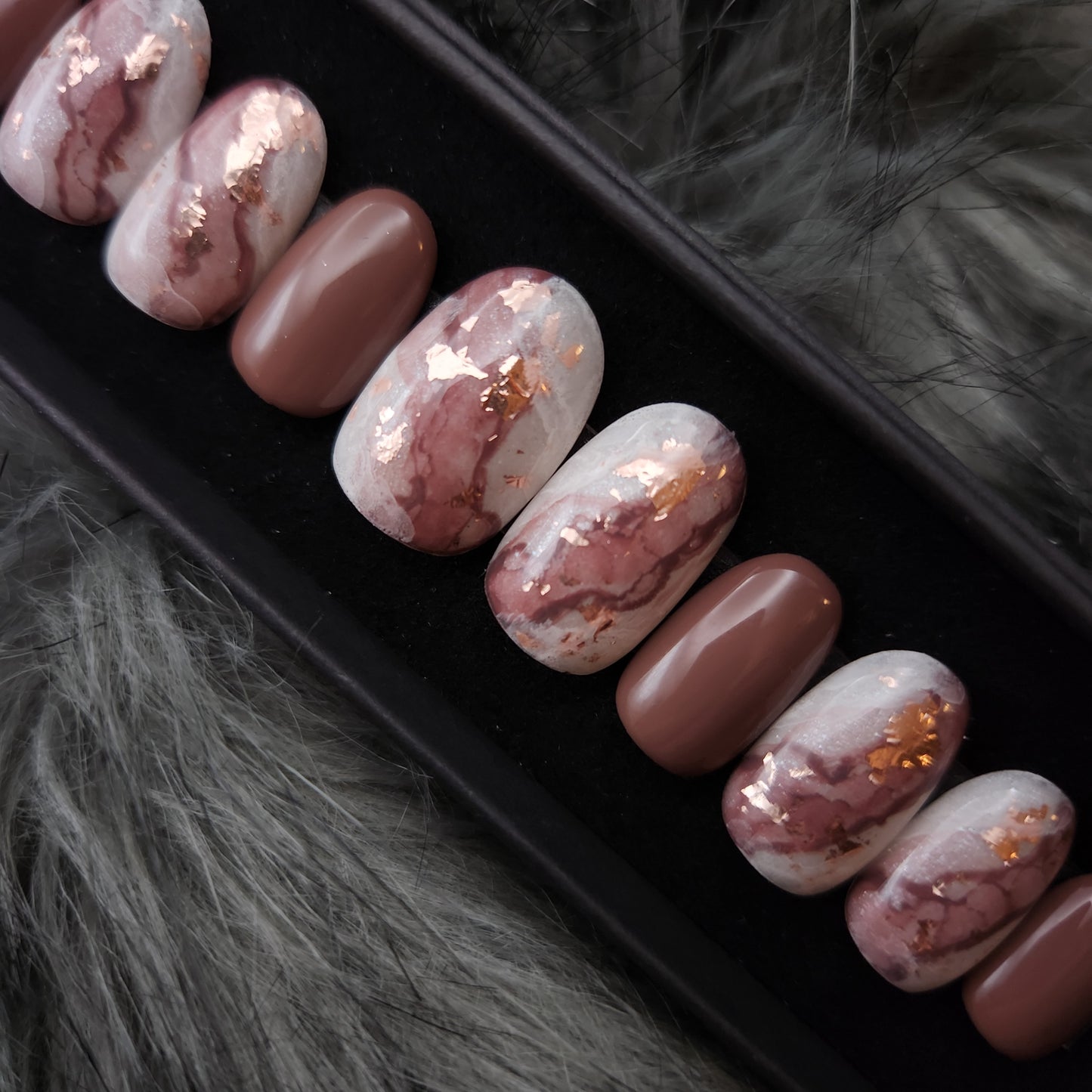 Press on Nails Coffee Marble