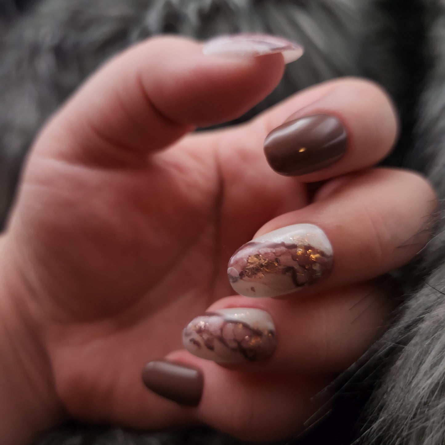 Press on Nails Coffee Marble