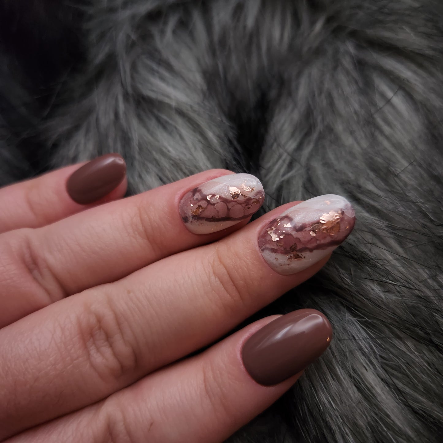 Press on Nails Coffee Marble