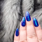 Press on Nails blaue Pailletten