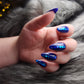 Press on Nails blaue Pailletten