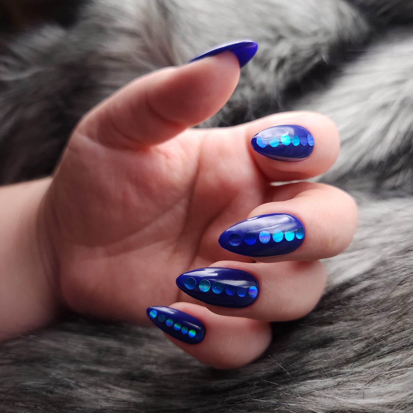 Press on Nails blaue Pailletten