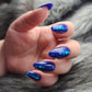 Press on Nails blaue Pailletten