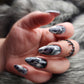 Press on Nails black Marble