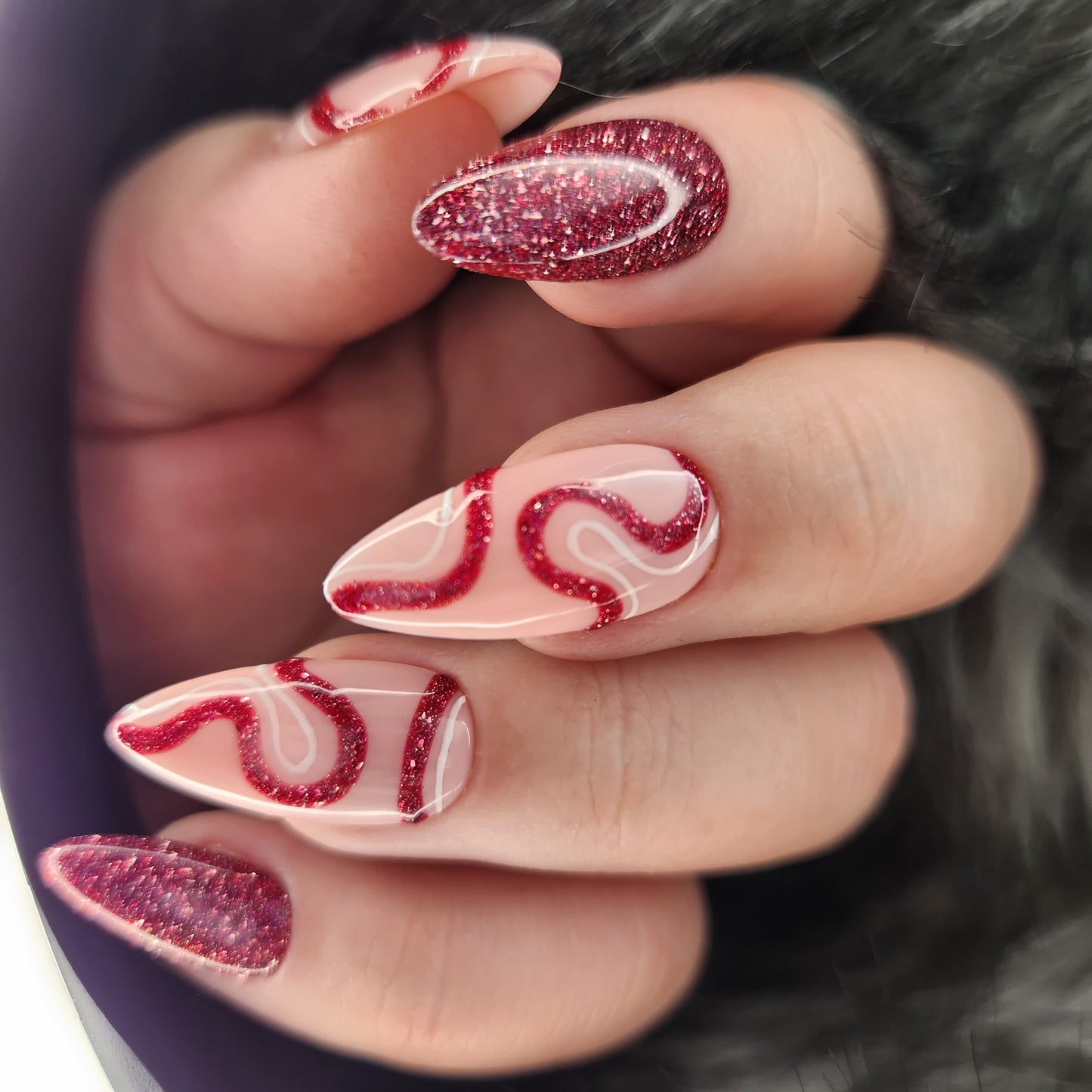 Press on Nails FlashOn Berry Swirls