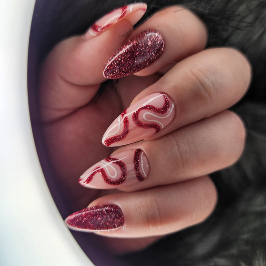 Press on Nails FlashOn Berry Swirls