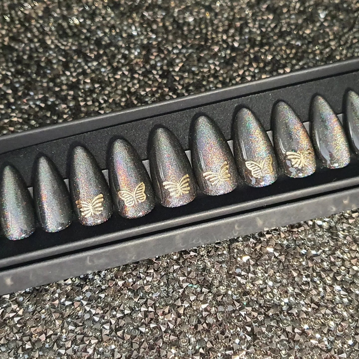 Press on Nails golden Butterfly