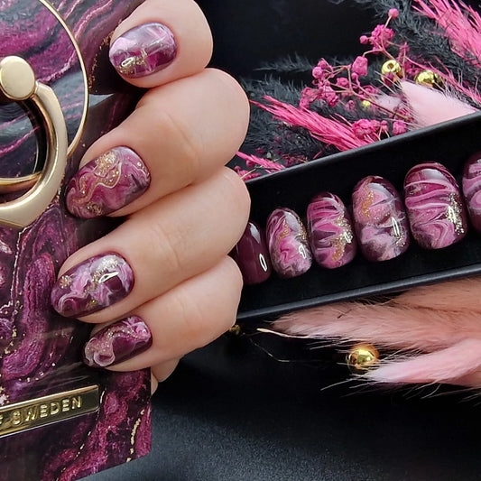 Press on Nails Berry Marble